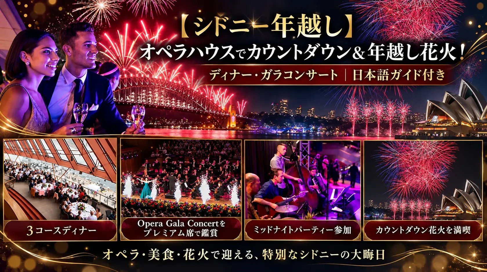 オペラハウスでカウントダウン＆年越し花火！ディナー・ガラコンサート