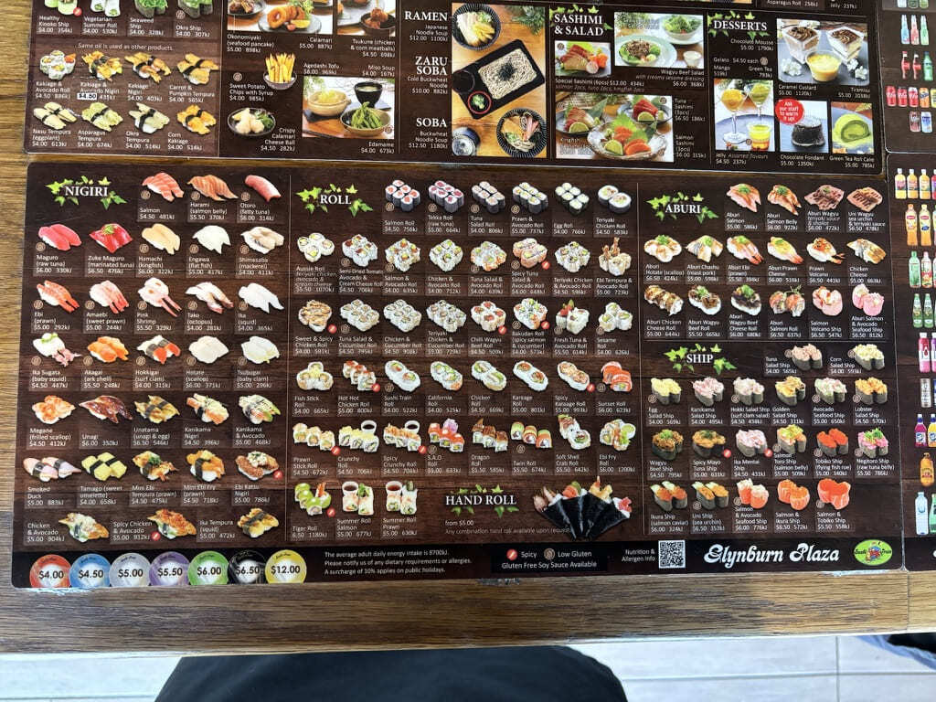 寿司メニュー表