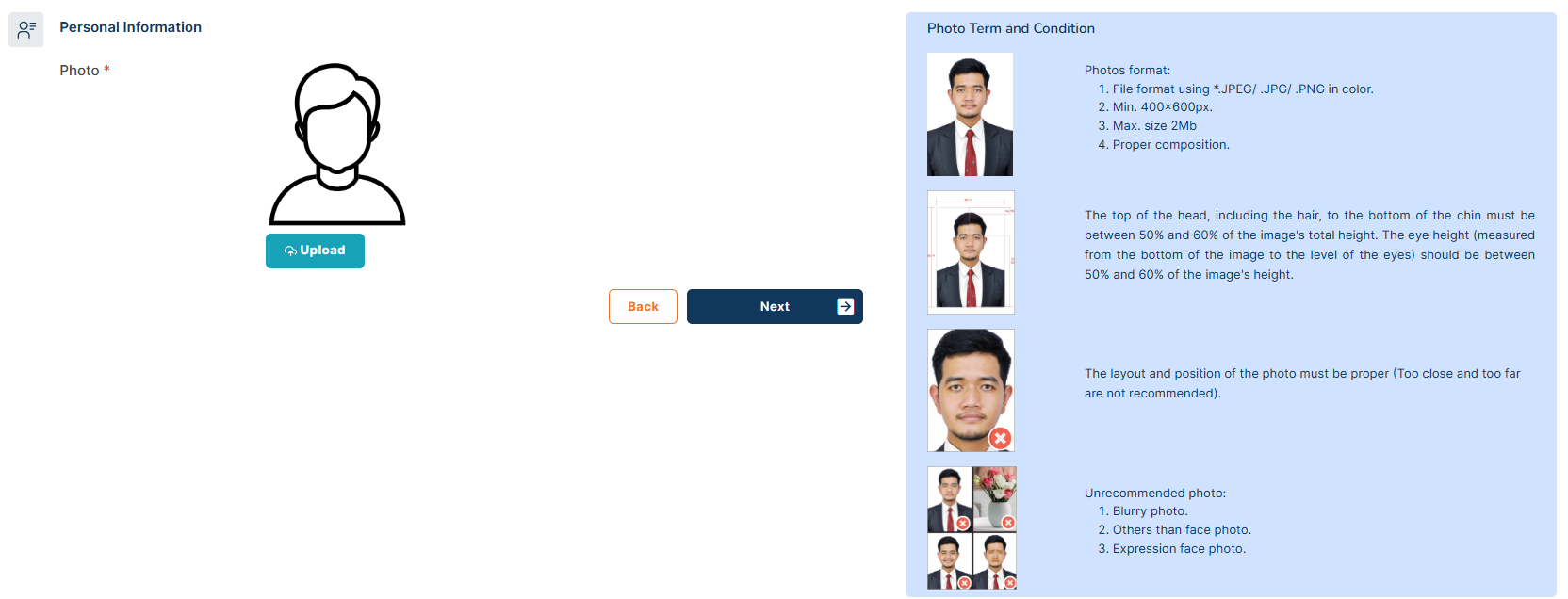 evoa face photo upload