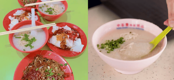 朝食定番セット / 鶏がゆ、腸粉(チーチョンフン)、焼きビーフン