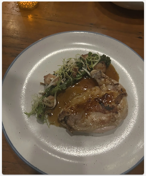 オーガニックチキンの生姜ソース添え